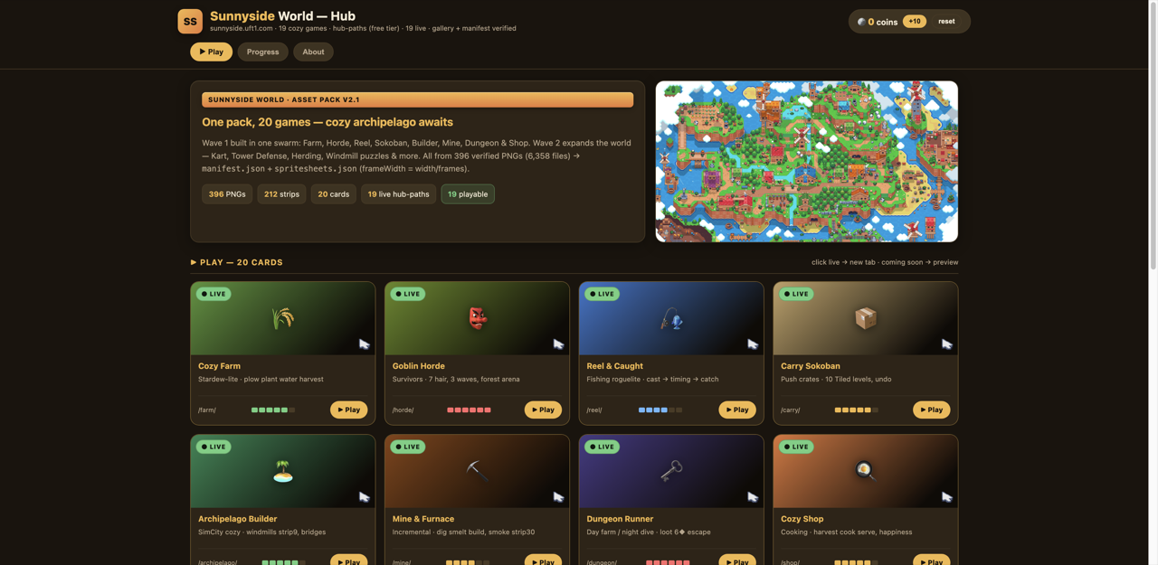 Sunnyside World: 19 cozy browser games from one asset pack